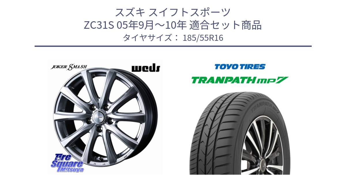 スズキ スイフトスポーツ ZC31S 05年9月～10年 用セット商品です。JOKER SMASH ホイール 16インチ と トーヨー トランパス MP7 ミニバン TRANPATH サマータイヤ 185/55R16 の組合せ商品です。