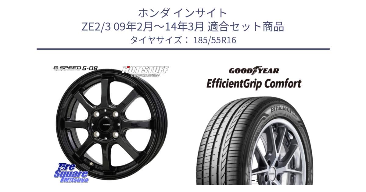 ホンダ インサイト ZE2/3 09年2月～14年3月 用セット商品です。G-SPEED G-08 ホイール 16インチ と EffcientGrip Comfort サマータイヤ 185/55R16 の組合せ商品です。