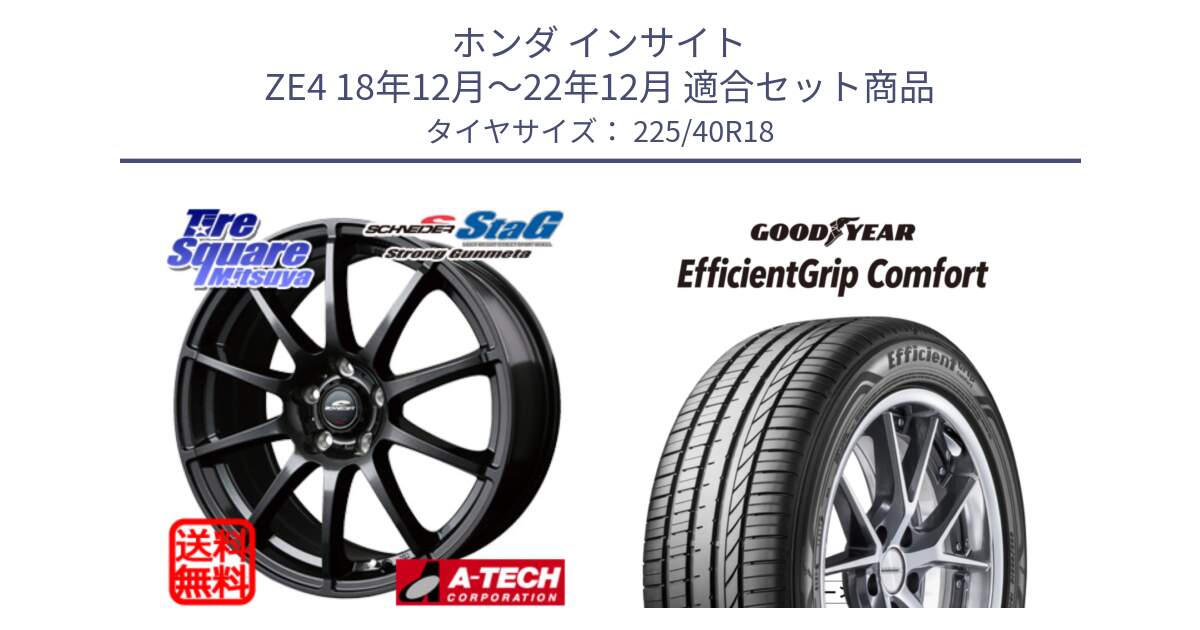 ホンダ インサイト ZE4 18年12月～22年12月 用セット商品です。MID SCHNEIDER StaG スタッグ ガンメタ ホイール 18インチ と EffcientGrip Comfort サマータイヤ 225/40R18 の組合せ商品です。